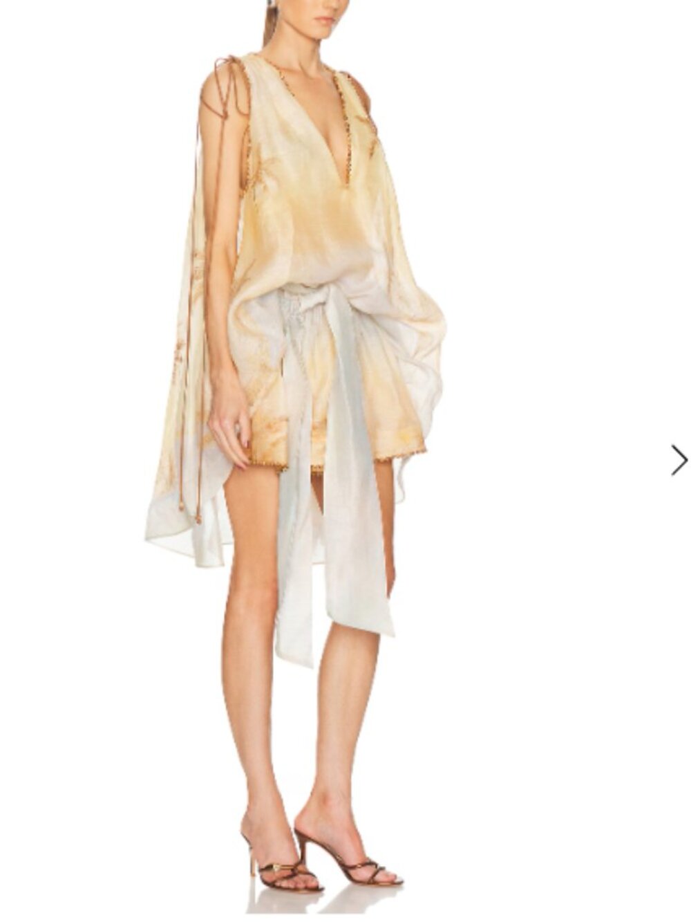Zimmermann Balance Plunge Mini Dress in Yellow Seascape - Picture 2 of 5